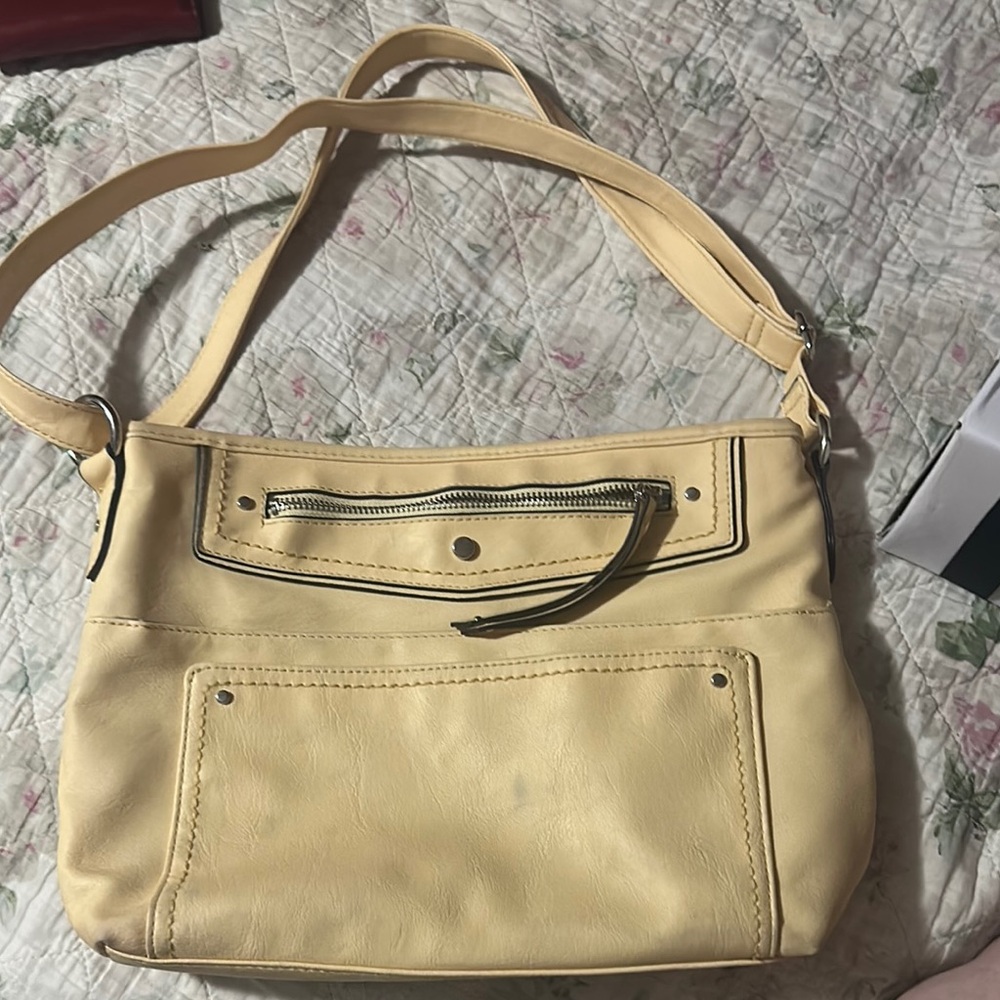 Cream Leather Shoulder Bag